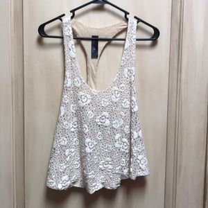 White lace Tank with open back